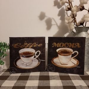 ❌SOLD❌8x8in Coffee & Mocha canvas set of 2